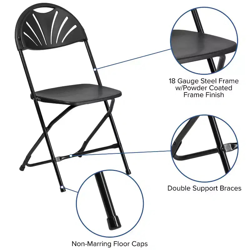 Wedding Party Event Fan Back Plastic Folding Chair Home Office