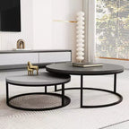 Table basse ronde gigogne gris moderne