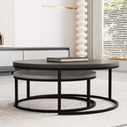 Table basse ronde gigogne gris moderne