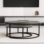 Table basse ronde gigogne gris moderne