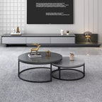 Table basse ronde gigogne gris moderne