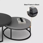 Table basse ronde gigogne gris moderne