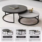 Table basse ronde gigogne gris moderne