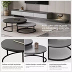 Table basse ronde gigogne gris moderne